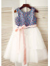 Multicolor Sequin Ivory Tulle Sparkly Flower Girl Dress